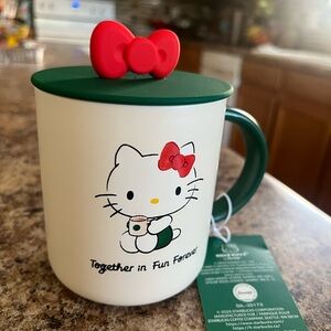 Starbucks Hello Kitty Mug with Red Bow and Green Lid